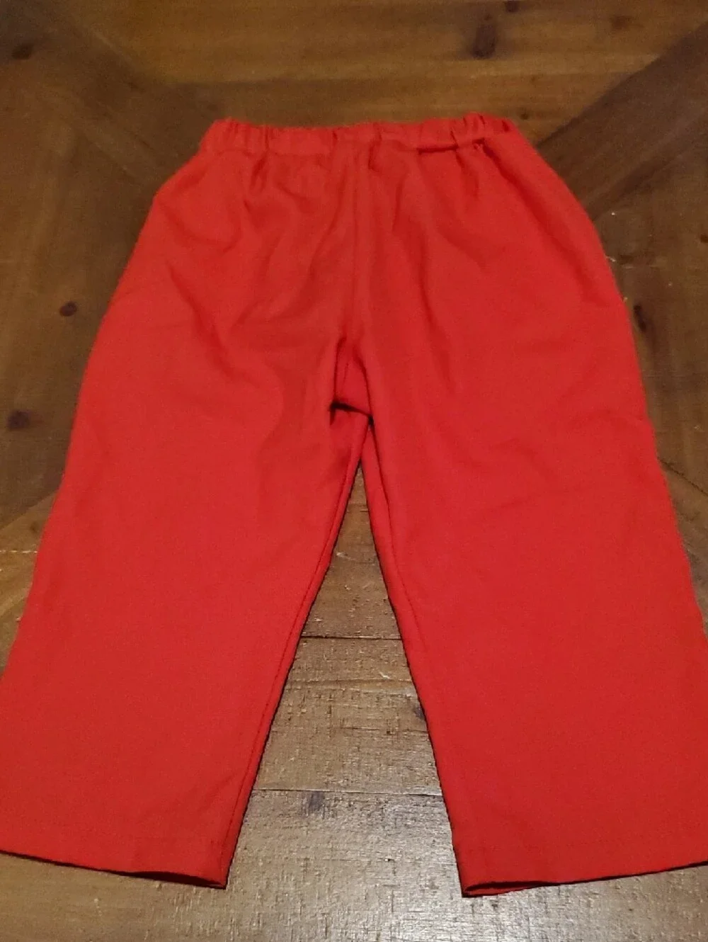 Red Drawstring Waist Cropped Pants